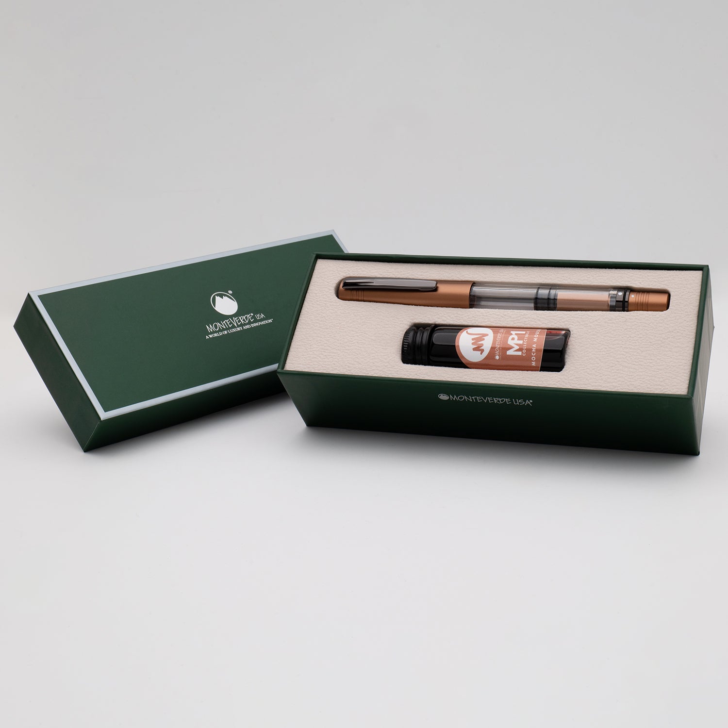 Monteverde MP1 Mocha Mousse Fountain Pen with 15ml Mocha Mousse Ink Bottle