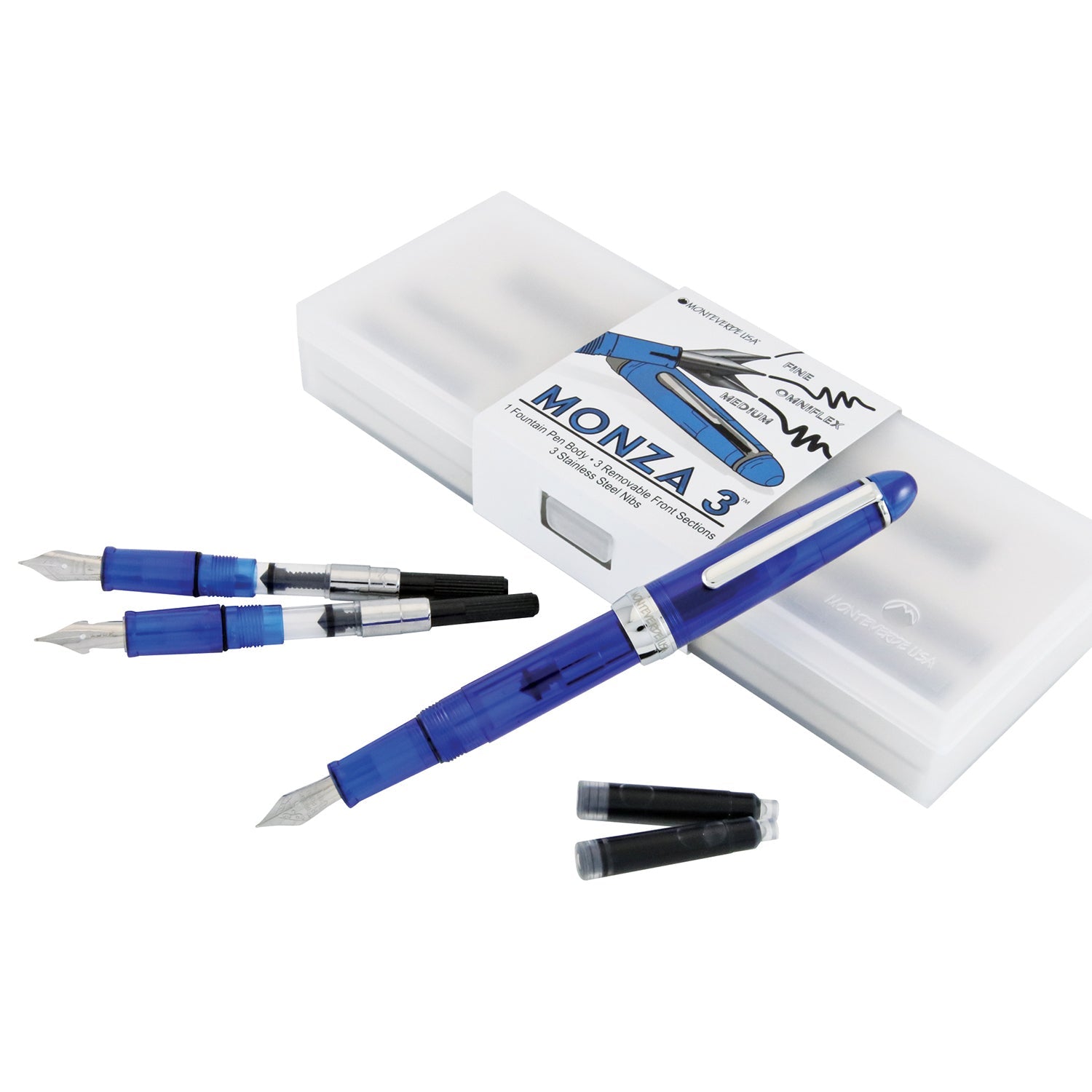 Monteverde Monza 3+ Fountain Pen Gift Set - Blue CT