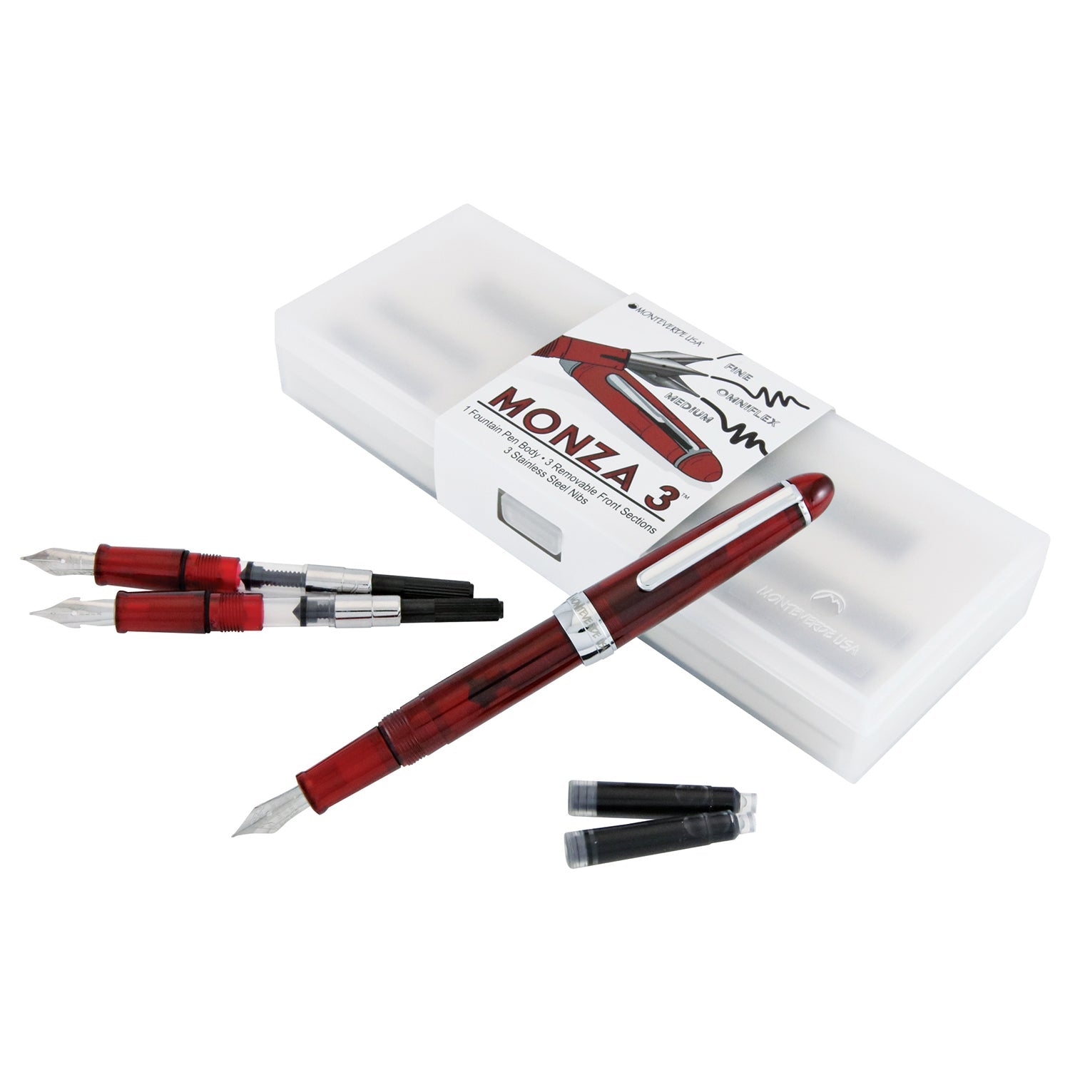 Monteverde Monza 3+ Fountain Pen Gift Set - Red CT