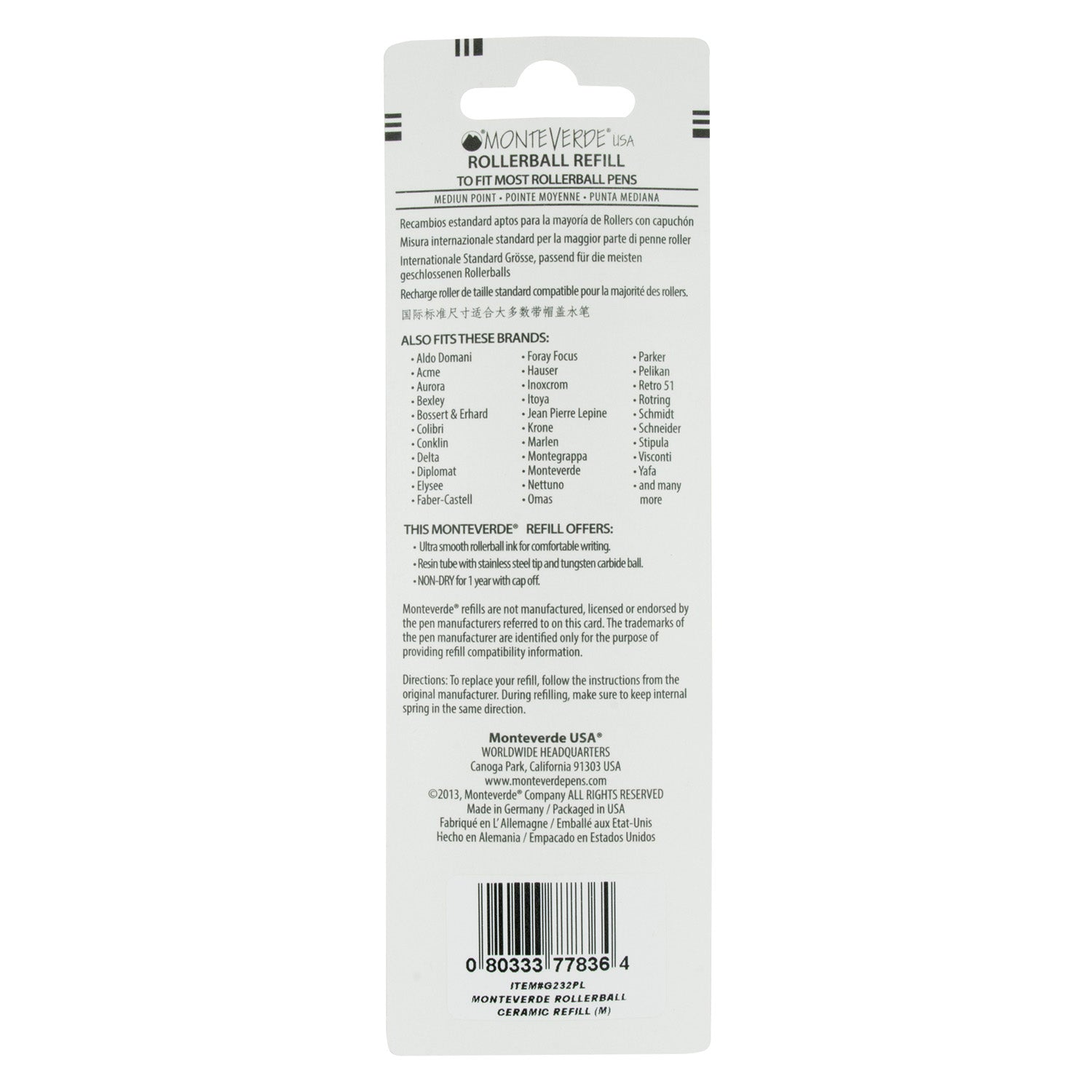 Monteverde Roller Ball Pen Refill - Medium - Red - Pack of 2 5