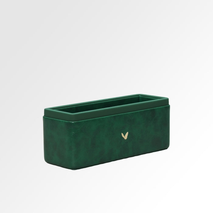 Unmet Desire Pen/Pencil Holder | Faux Leather | Rectangular Large | Moderno | Olive Green