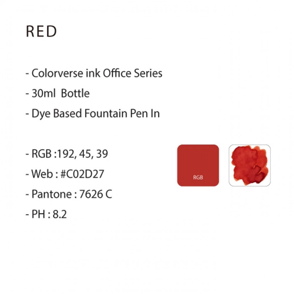 Colorverse | Office Series | Fountain Pen Ink | Red | 30ml - penpencilink