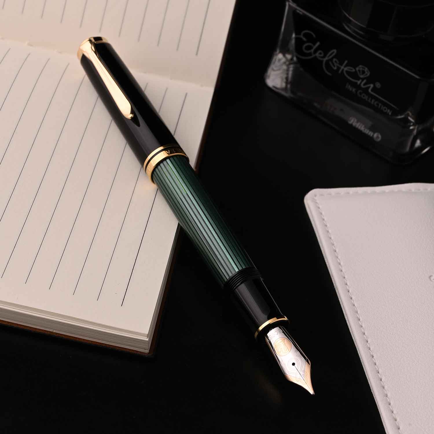 Pelikan Souveran M1000 Fountain Pen – Black & Green GT