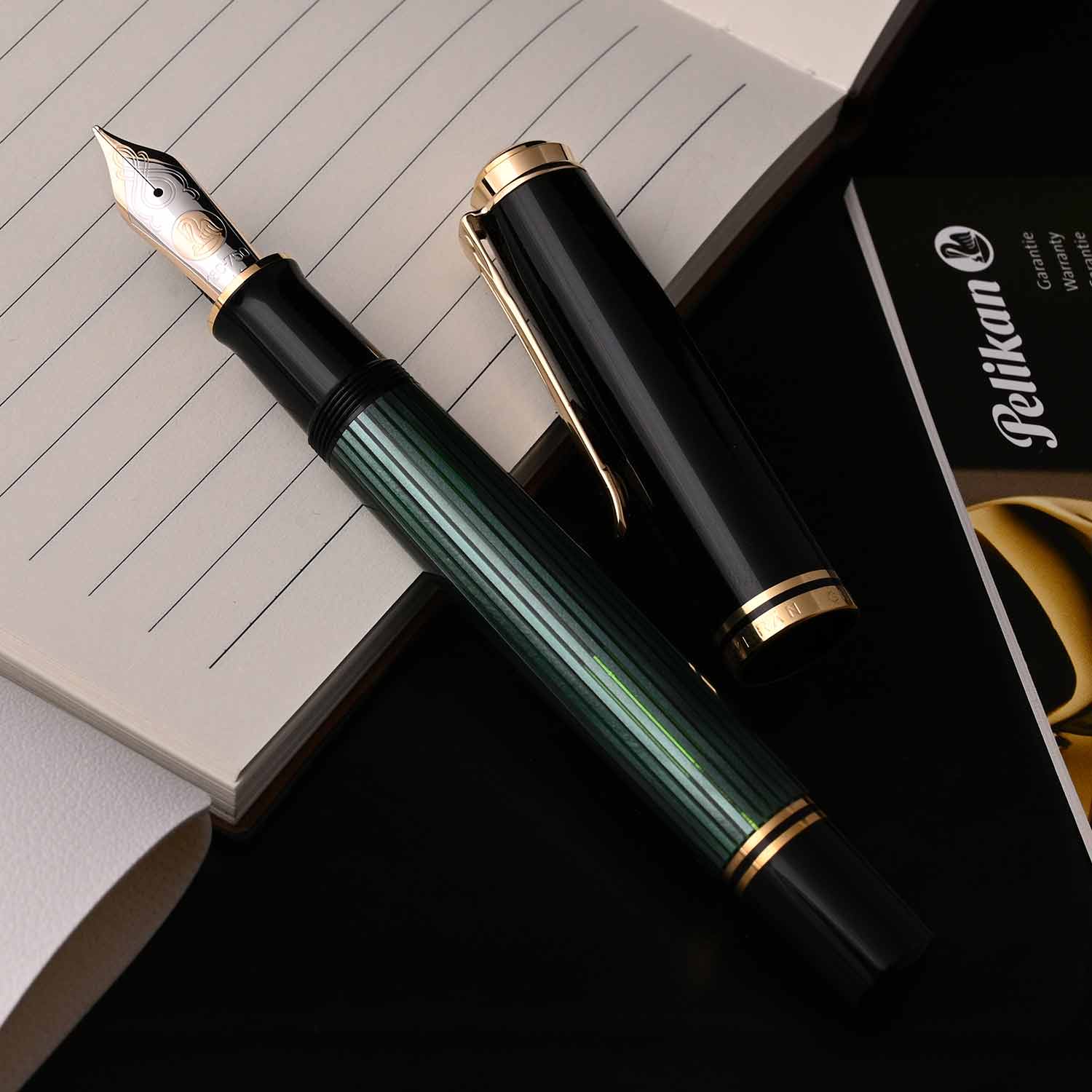 Pelikan Souveran M1000 Fountain Pen – Black & Green GT