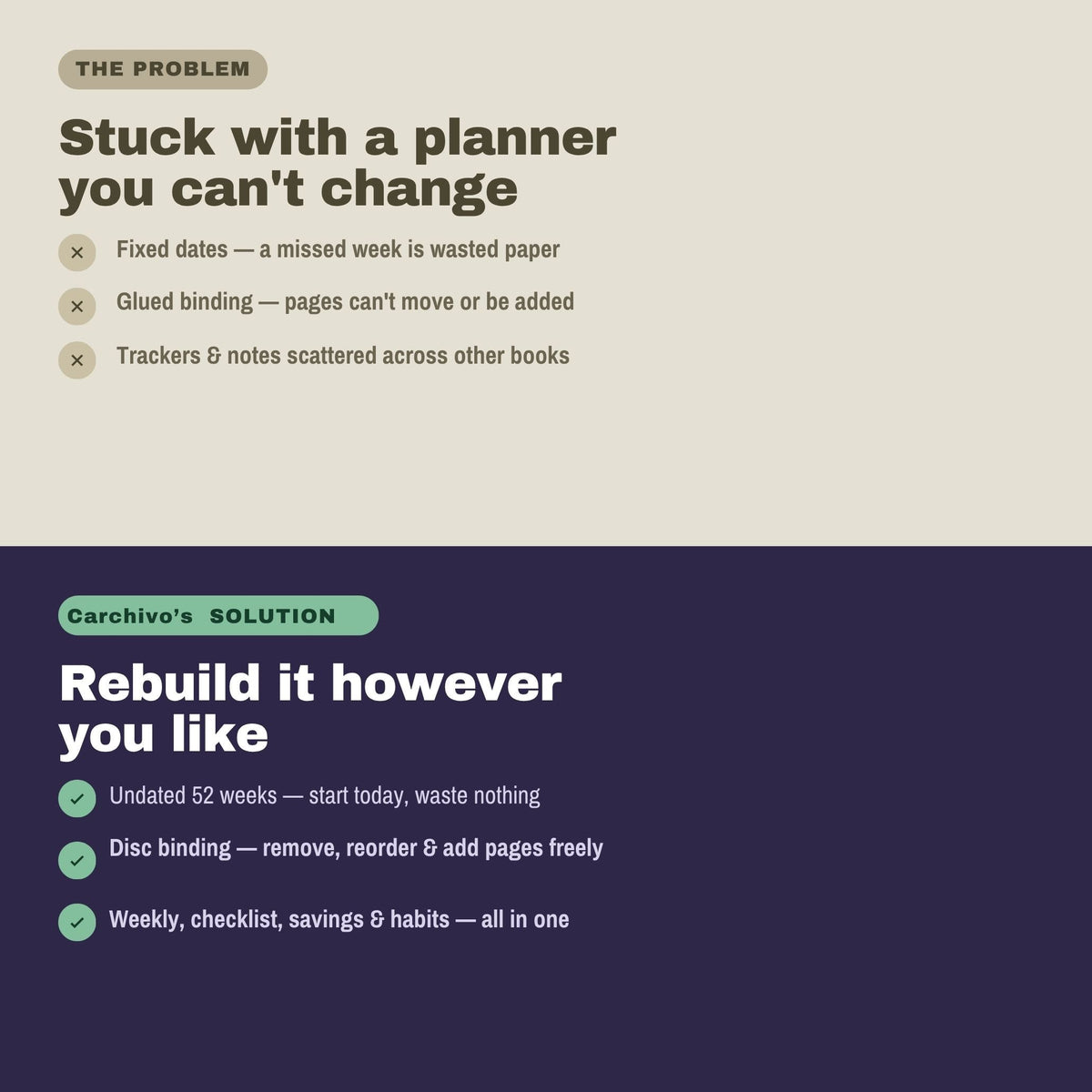 Carchivo Ingeniox My Week Planner & Checklist - Green