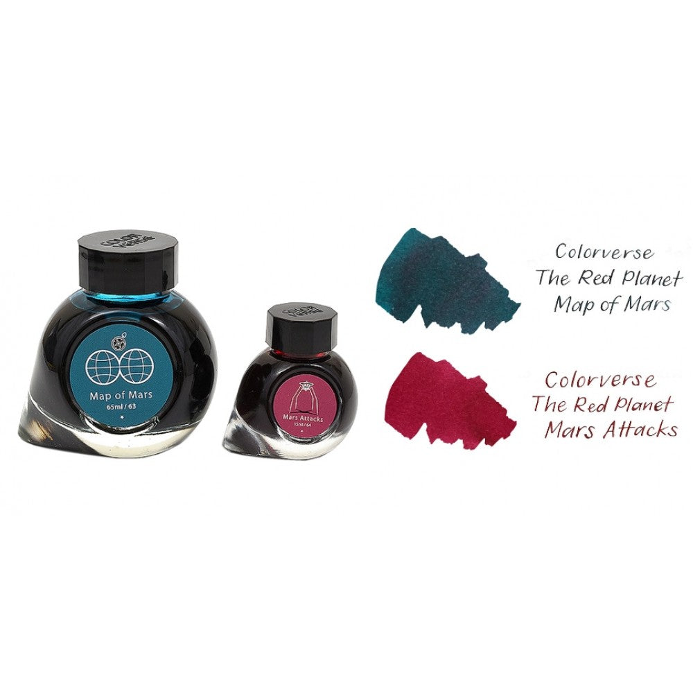 Colorverse Ink | The Red Planet | Map Of Mars | Turquoise & Burgundy | 65ml & 15ml | 2 Bottle Set - penpencilink