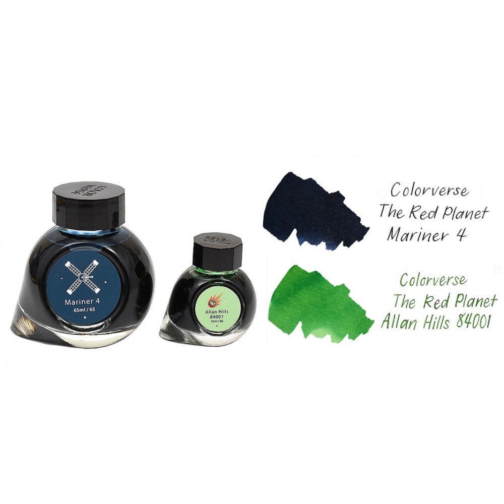 Colorverse Ink | Mariner 4 | Allan Hills 84001 | Dark Blue & Light Green | 65ml & 15ml Set - penpencilink