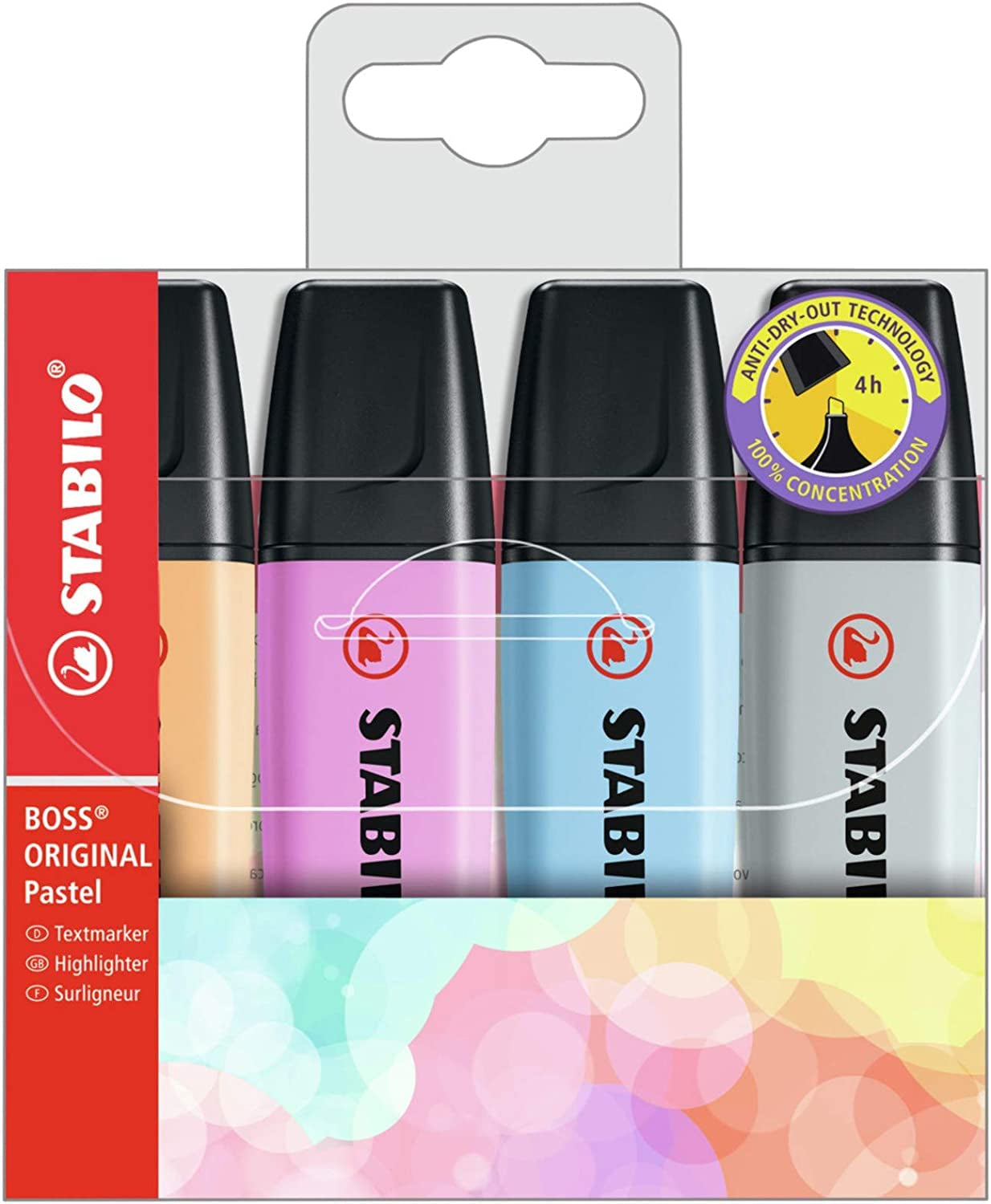 Stabilo | Boss Original | Assorted Colours | Pack Of 4 Pcs | Highlighter Pen