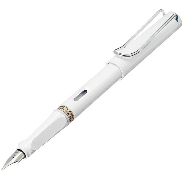 Lamy Safari 019 Fountain Pen Medium White With Chrome Plated Clip