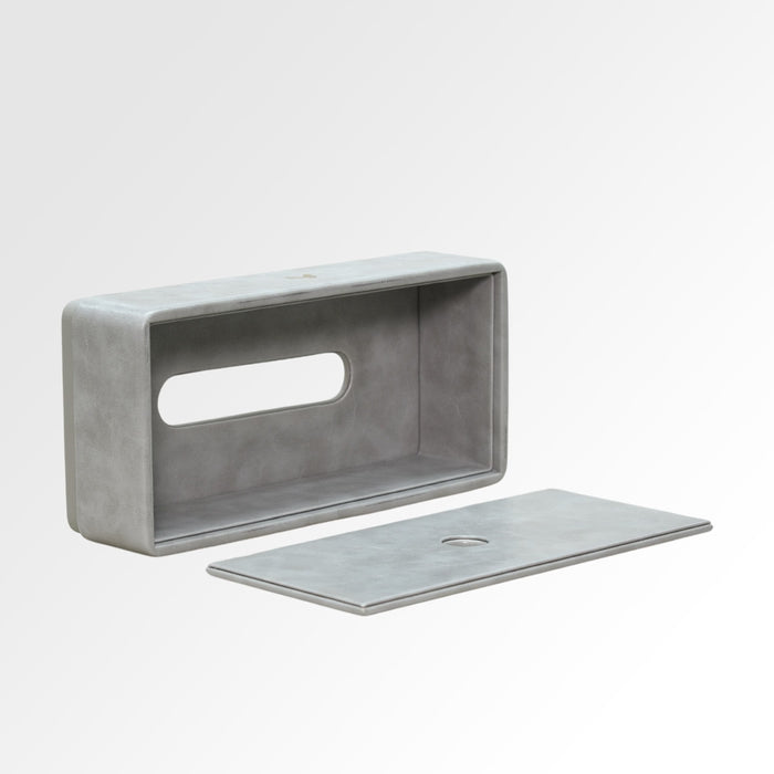 Unmet Desire Tissue Box Holder for Home and Office in Premium Faux Leather | Size: 9.5 x 4.5 x 2.5(H) Inches | Moderno |Grey