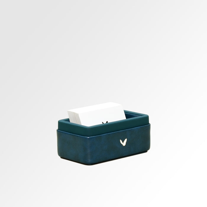 Unmet Desire Visiting Card Holder for Desk | Faux Leather | Rectangular | Moderno | Blue