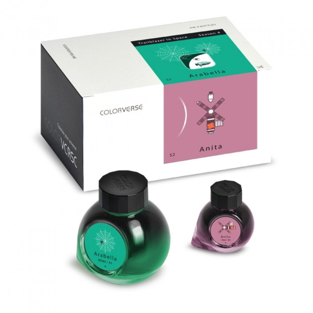 Colorverse Ink | Trailblazer In Space | Arabella Green & Anita Pink | 65ml & 15ml | 2 Bottle Set - penpencilink