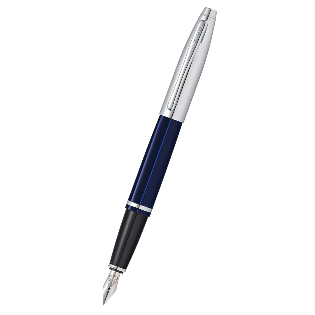 Cross AT0116-3MS Calais™ Chrome & Blue Lacquer Stainless Steel Fountain Pen