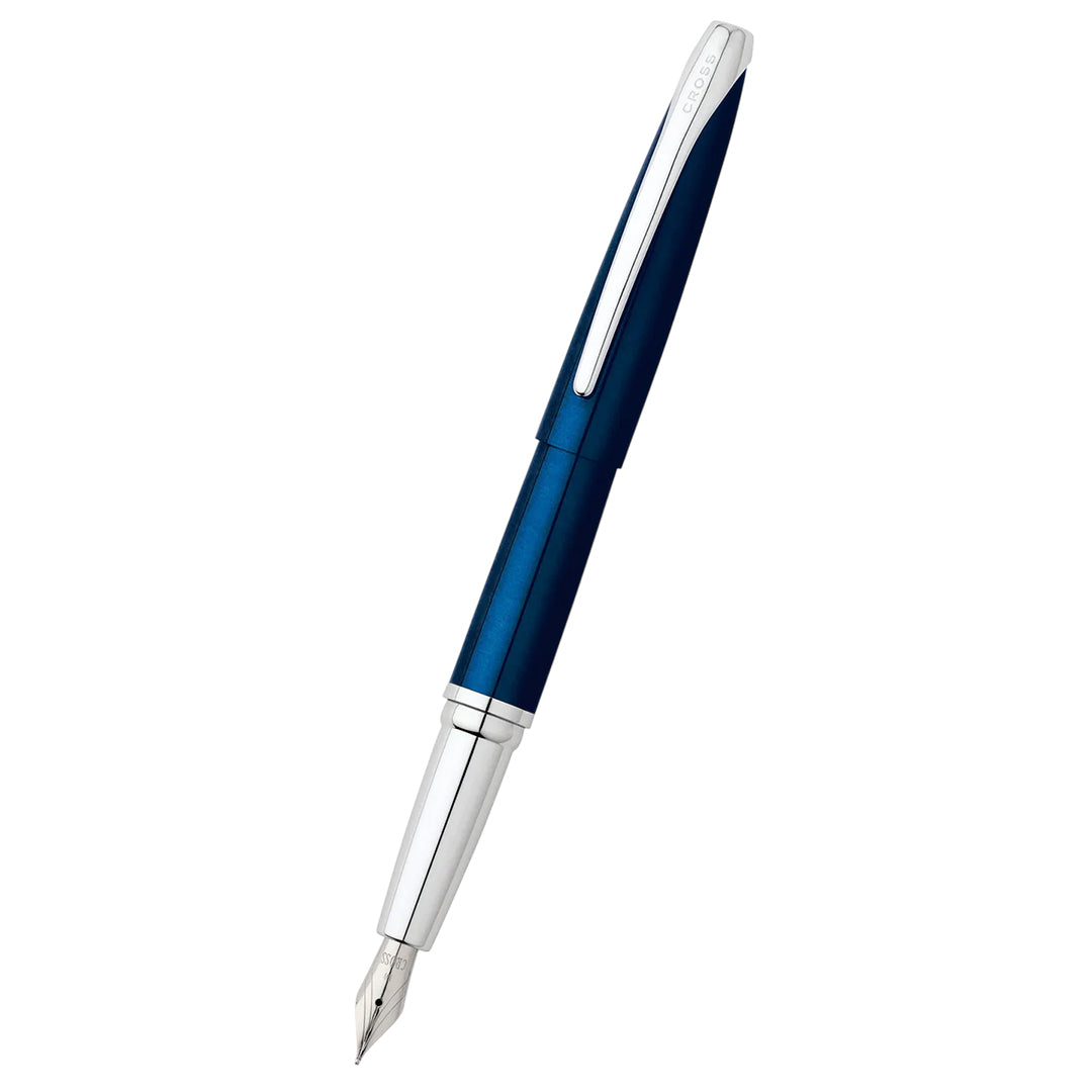 Cross AT0886-37MS ATX® Translucent Blue Lacquer Stainless Steel Medium Nib Fountain Pen