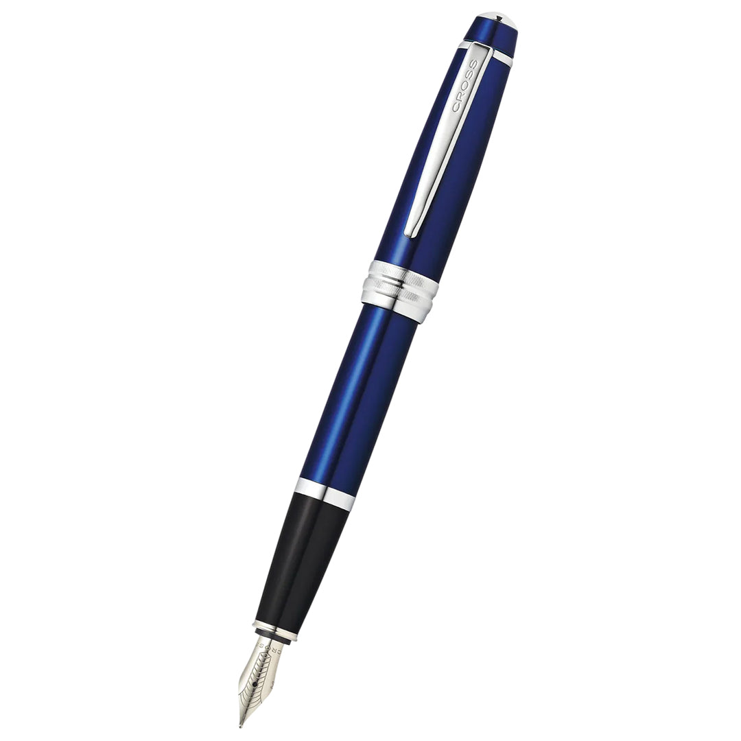 Cross AT0456-12MS Bailey™ Blue Lacquer Stainless Steel Medium Nib Fountain Pen