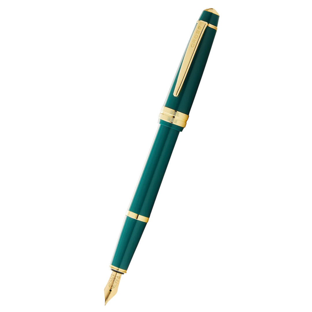 Cross AT0746-12MS Bailey Light™ Polished Green Resin and Gold Tone Fine Nib Fountain Pen