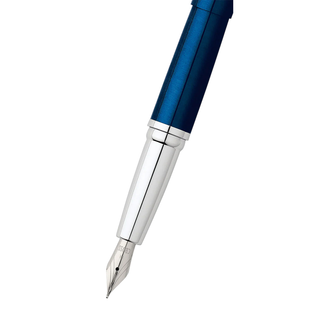 Cross AT0886-37MS ATX® Translucent Blue Lacquer Stainless Steel Medium Nib Fountain Pen