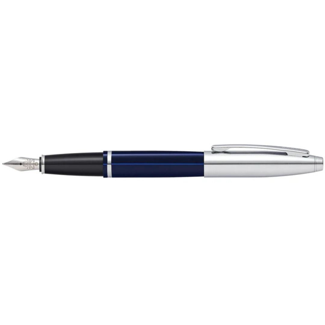 Cross AT0116-3MS Calais™ Chrome & Blue Lacquer Stainless Steel Fountain Pen