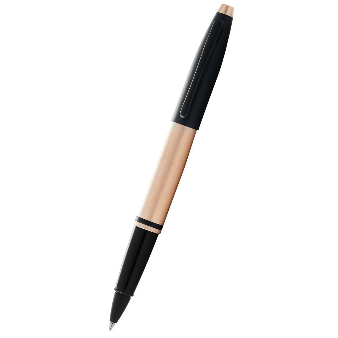 Cross AT0115-27 Calais™ Brushed Rose Gold Plate and Black Lacquer Rollerball Pen