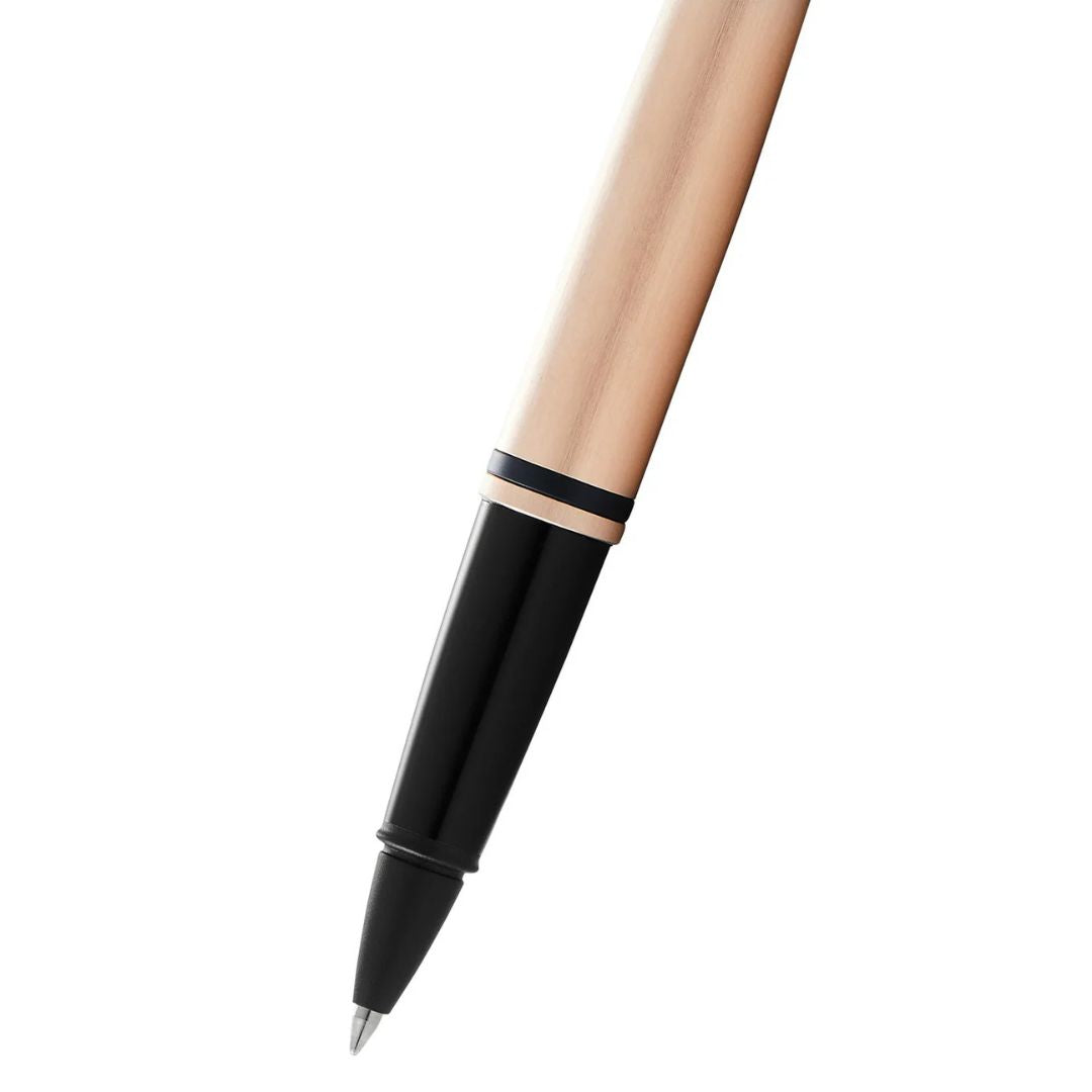 Cross AT0115-27 Calais™ Brushed Rose Gold Plate and Black Lacquer Rollerball Pen