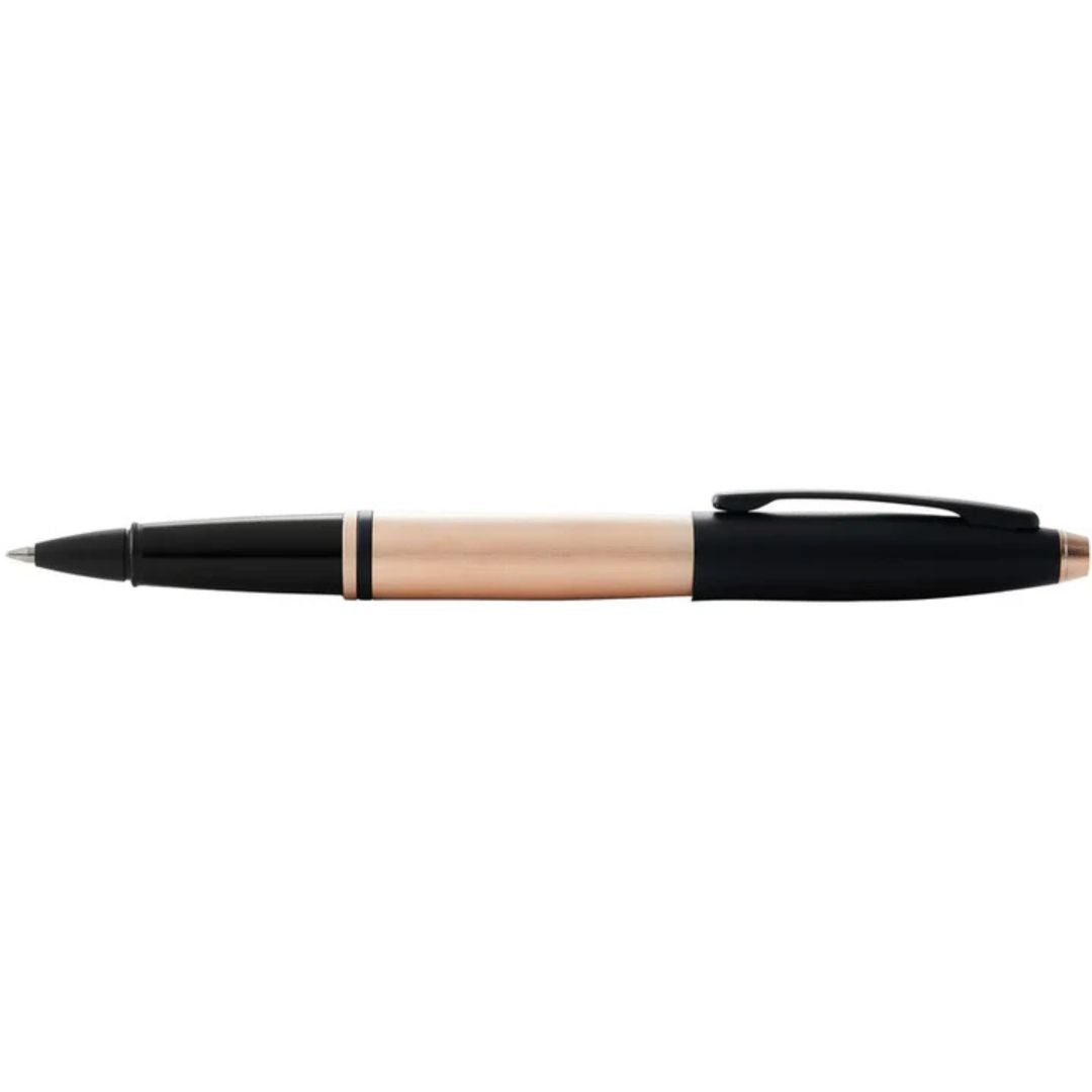 Cross AT0115-27 Calais™ Brushed Rose Gold Plate and Black Lacquer Rollerball Pen