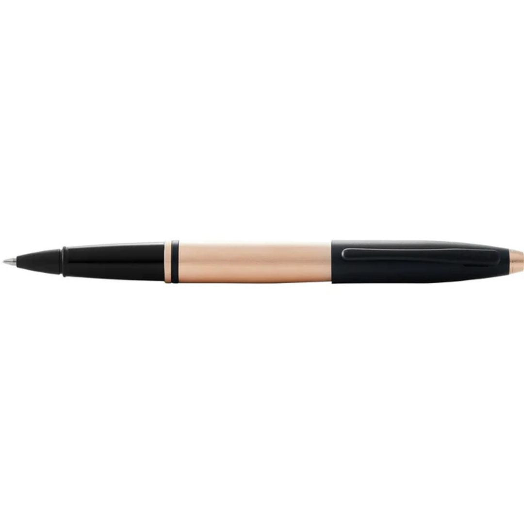 Cross AT0115-27 Calais™ Brushed Rose Gold Plate and Black Lacquer Rollerball Pen