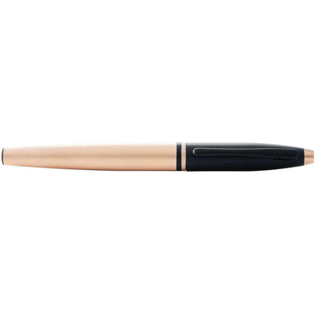 Cross AT0115-27 Calais™ Brushed Rose Gold Plate and Black Lacquer Rollerball Pen
