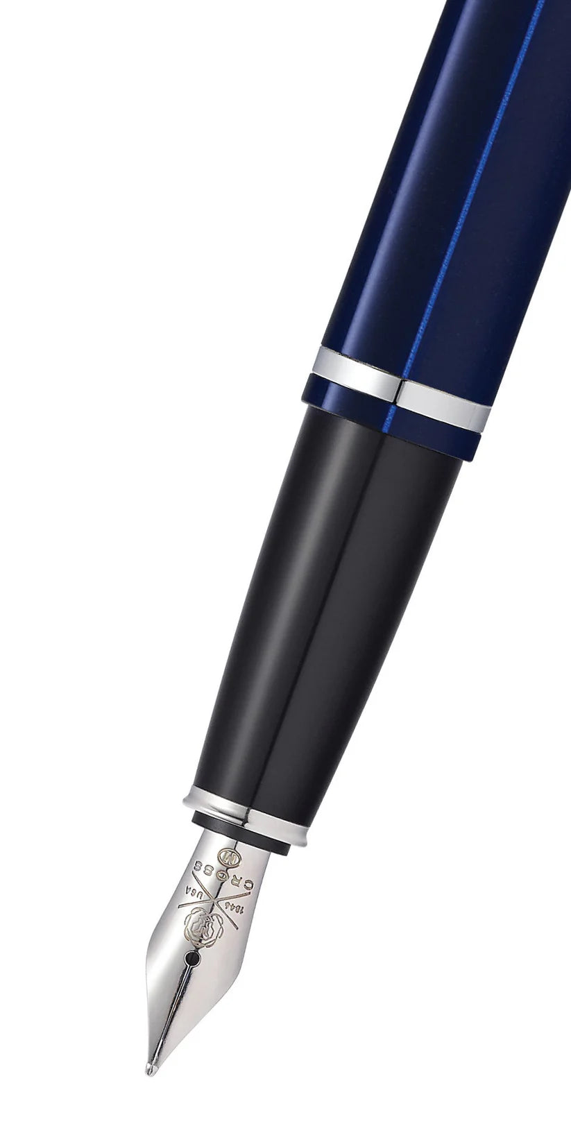 Cross AT0116-3MS Calais™ Chrome & Blue Lacquer Stainless Steel Fountain Pen