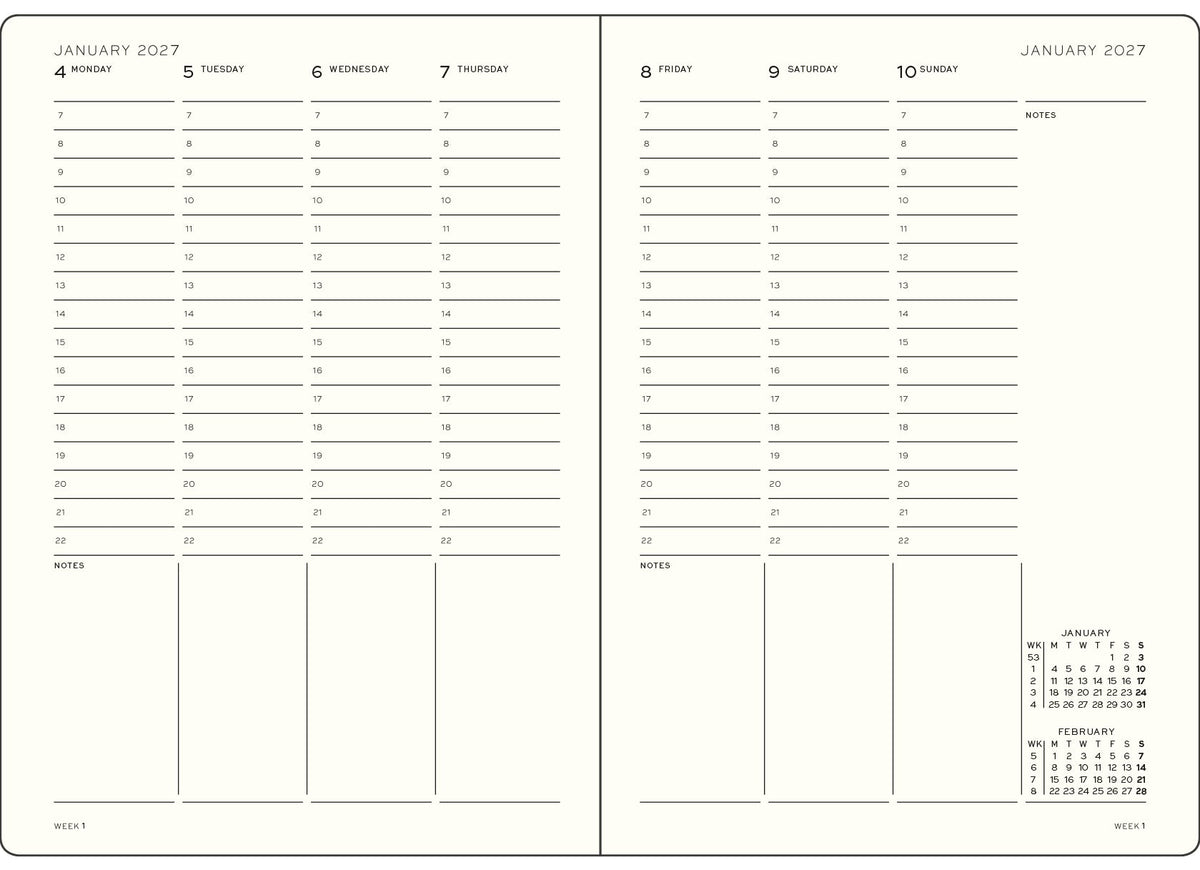 LEUCHTTURM1917 2027 Hardcover Weekly Planner & Notebook Master (A4+) - Black
