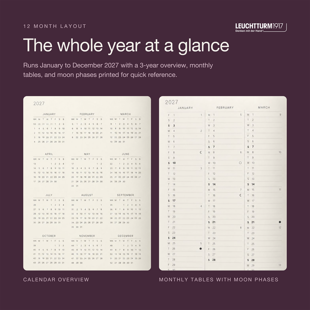 Leuchtturm1917 2027 Weekly Planner & Notebook A5 - Dusty Rose