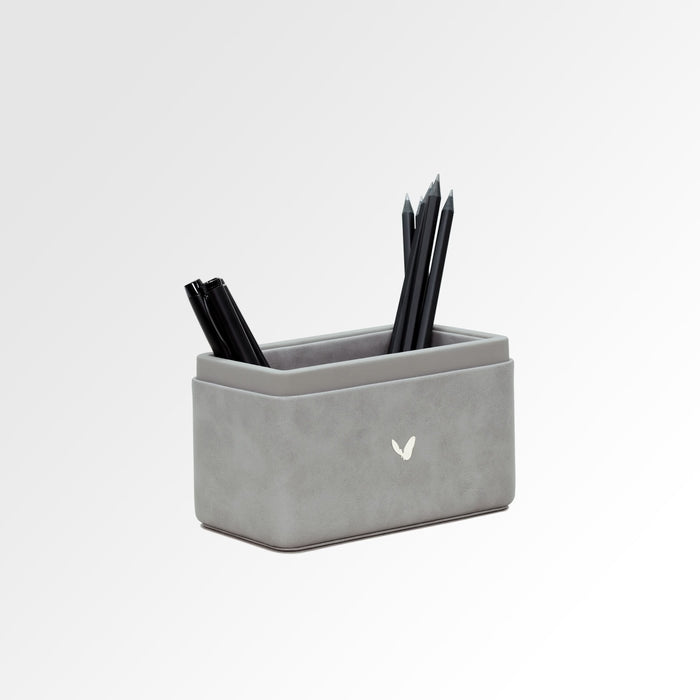 Unmet Desire Pen/Pencil Holder | Faux Leather | Rectangular Medium | Moderno | Grey