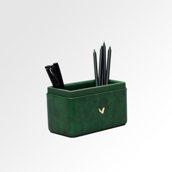 Unmet Desire Pen/Pencil Holder | Faux Leather | Rectangular Medium | Moderno | Olive Green