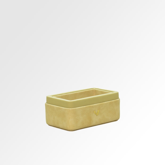 Unmet Desire Visiting Card Holder for Desk | Faux Leather | Rectangular | Moderno | Cream