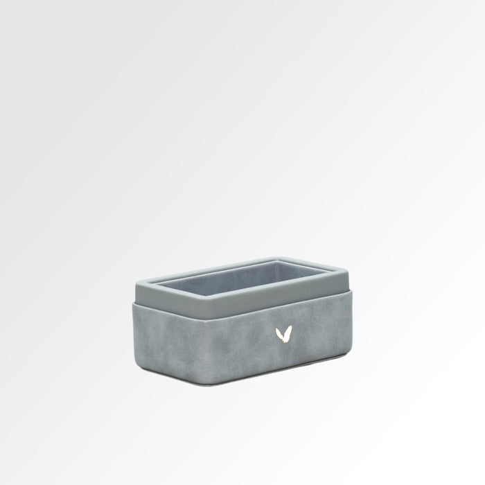 Unmet Desire Visiting Card Holder for Desk | Faux Leather | Rectangular | Moderno | Grey