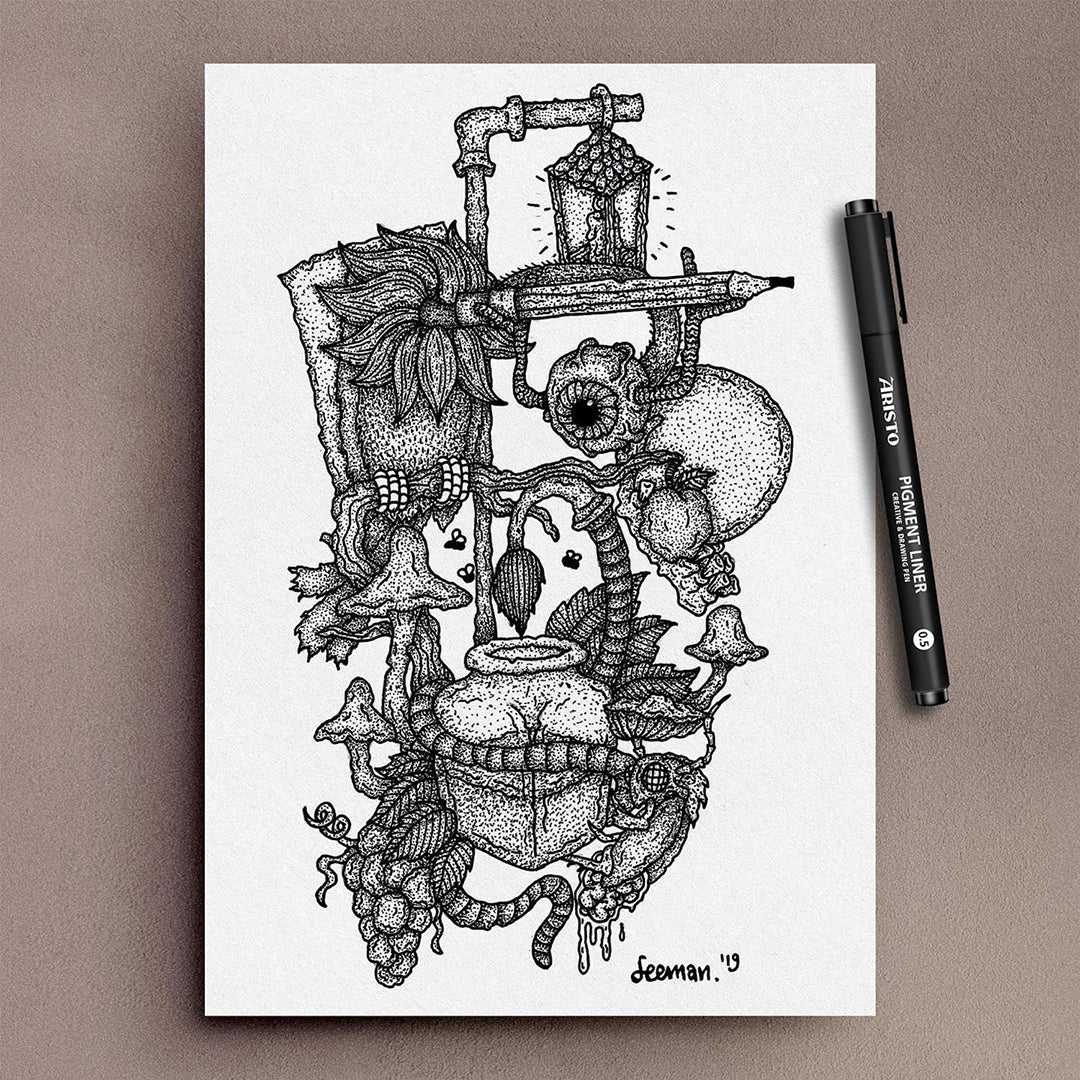 Aristo | Pigment Liner | 0.1,0.2,0.3mm | Set of 6 Pens