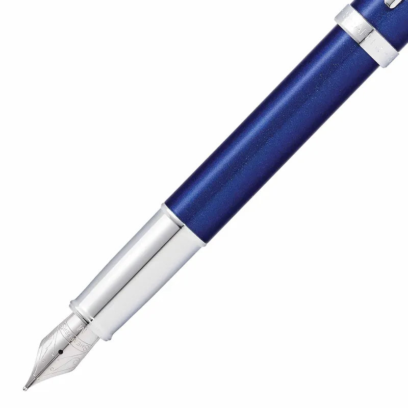 Sheaffer 9339 Gift 100 Glossy Blue with Chrome-Plated Trim Fountain Pen Medium Nib