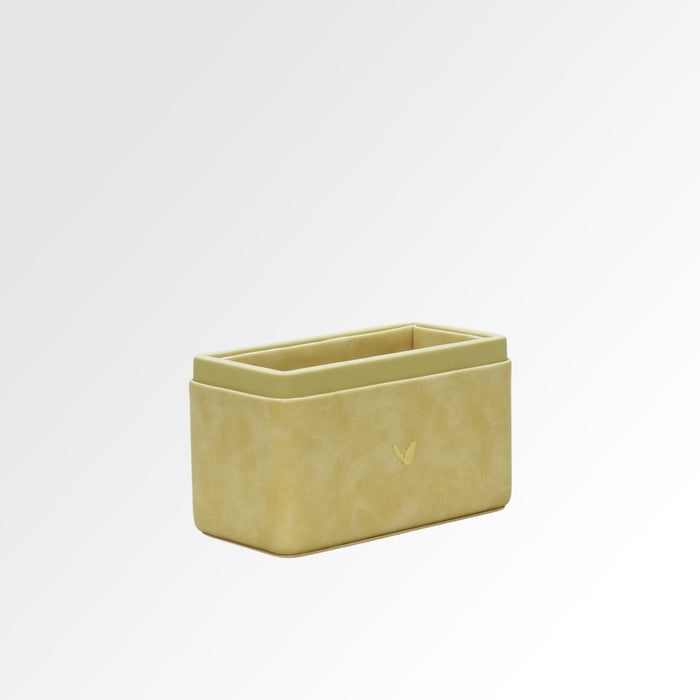 Unmet Desire Pen/Pencil Holder | Faux Leather | Rectangular Medium | Moderno | Cream