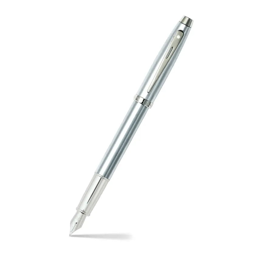 Sheaffer Gift Set 100 9306 Fountain Pen (M) and Rollerball Pen Brushed Chrome with Chrome Trims - Set of 2 Pens