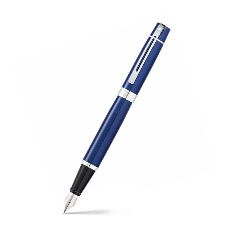 Sheaffer 9341 Gift 300 Glossy Blue with Chrome-Plated Trim Fountain Pen Medium Nib