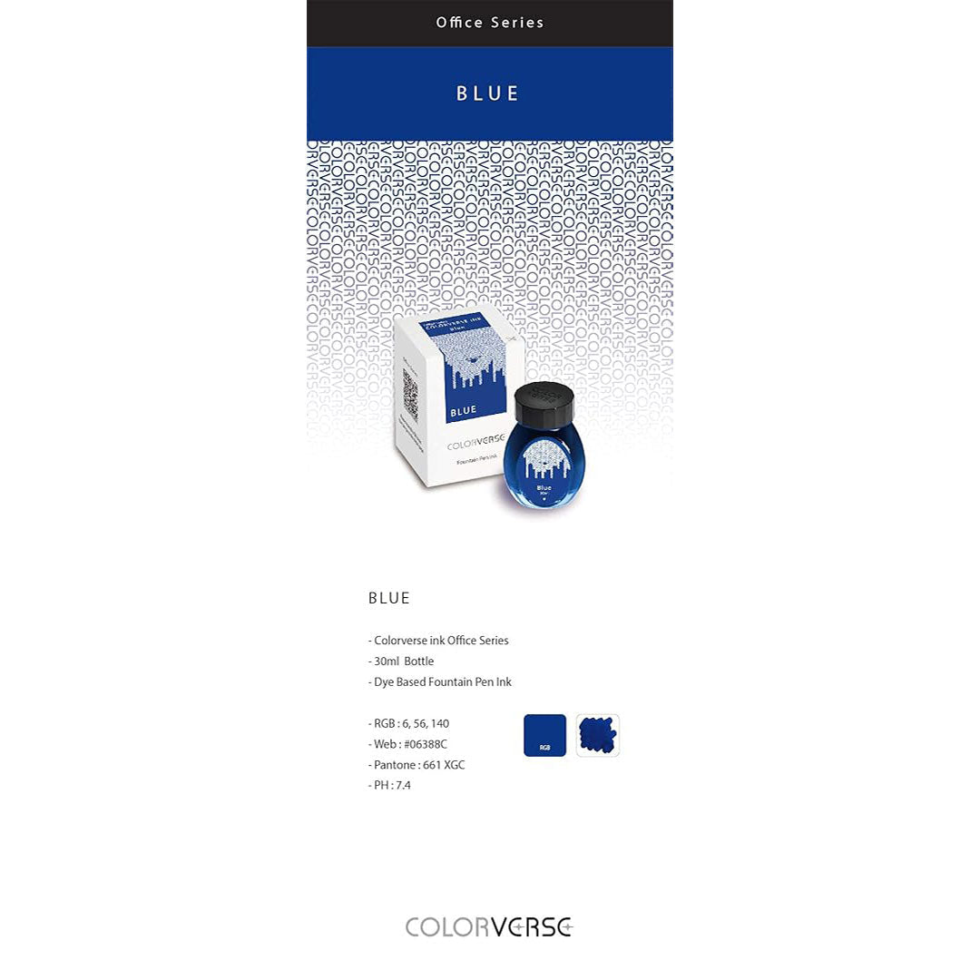 Colorverse Blue | Fountain Pen Ink Bottle | 30ml | Dye Based | Office Series