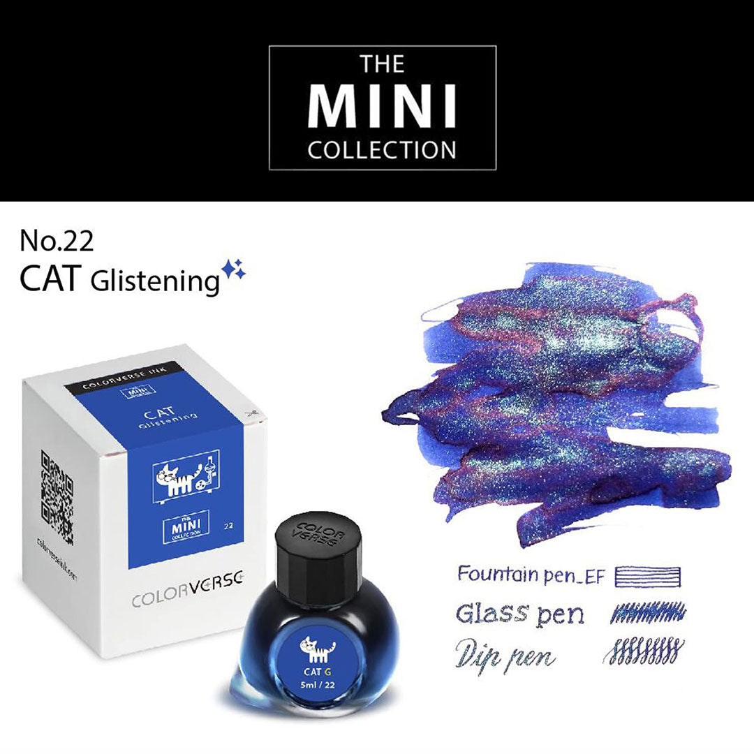 Colorverse Mini | Blue | Fountain Pen Ink Bottled | 5ml | Cat