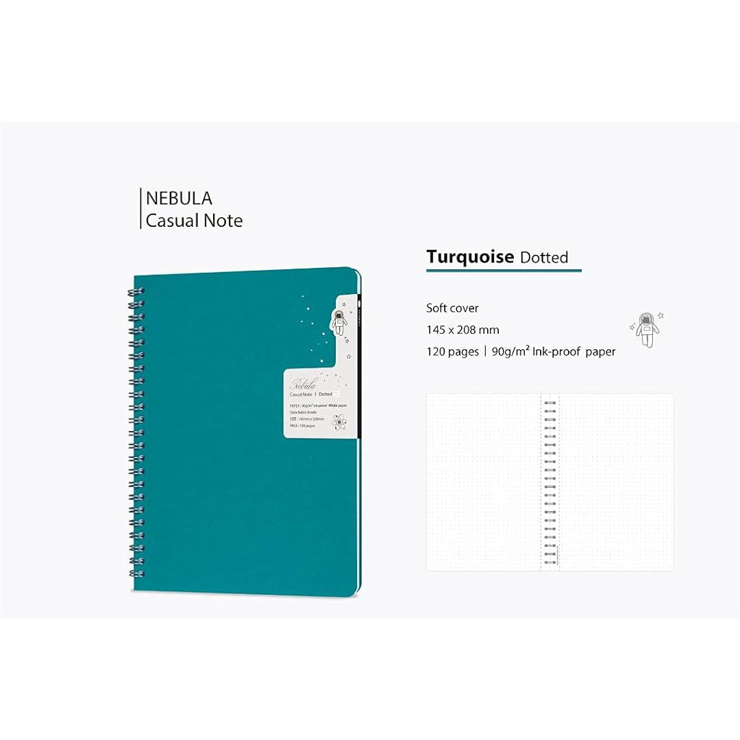 Colorverse | Nebula | Casual Series | Spiral Bound Notebook | Dotted | Turquoise