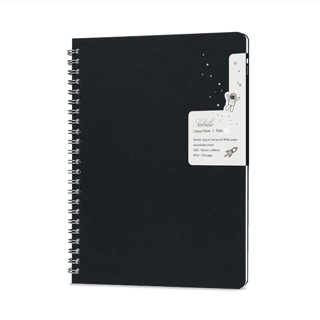 Colorverse | Nebula | Casual Series | Spiral Bound Notebook | Plain | Black