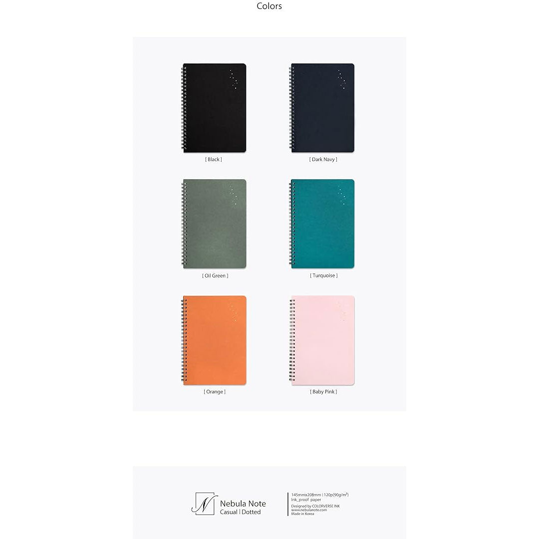 Colorverse | Nebula | Casual Series | Spiral Bound Notebook | Plain | Oil Green