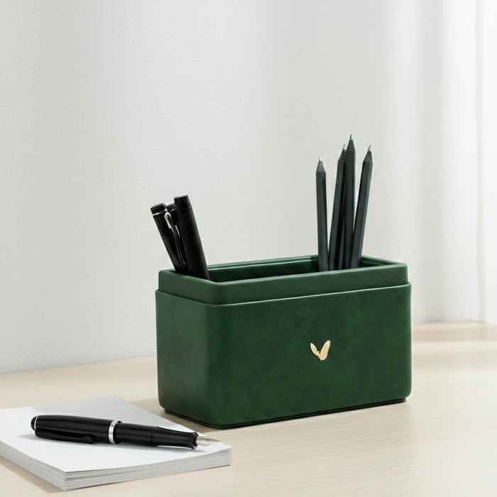 Unmet Desire Pen/Pencil Holder | Faux Leather | Rectangular Medium | Moderno | Olive Green