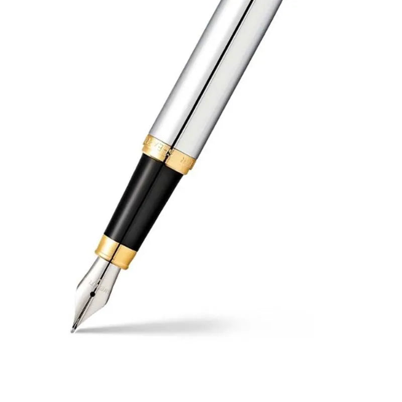 Sheaffer 9422 VFM Polished Chrome with Gold Plated Trim Fountain Pen Medium Nib