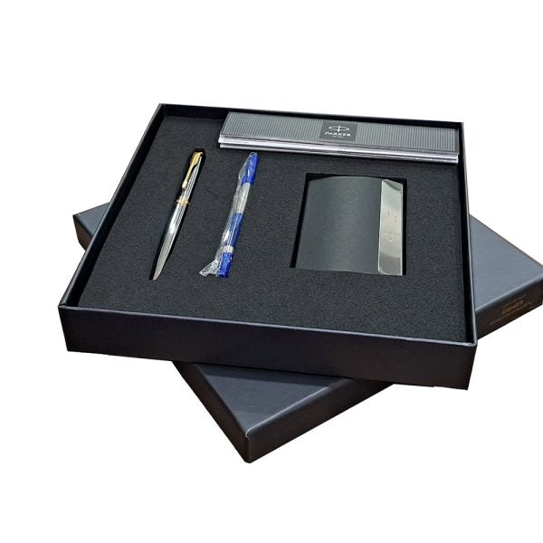 Parker Aster Shiny Chrome GT Rollerball Pen with Card Holder