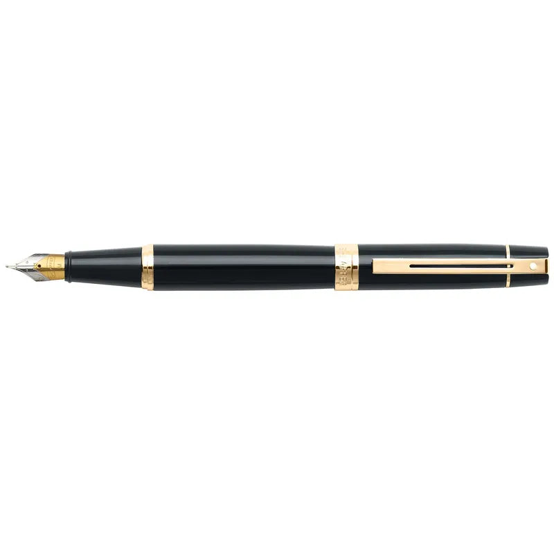 Sheaffer 9325 Gift 300 Glossy Black with Gold Tone Trim Fountain Pen Medium Nib