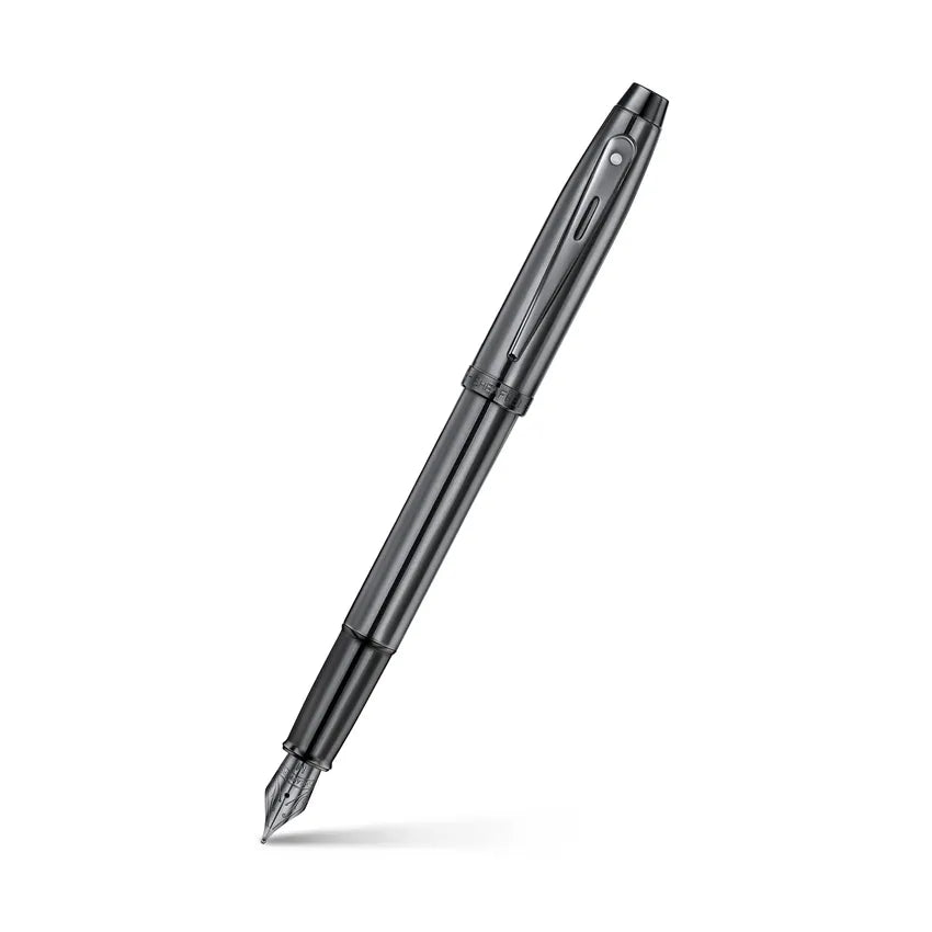 Sheaffer 100 9375 Ionic Gunmetal Grey Fountain Pen with Shiny PVD Trims - Medium