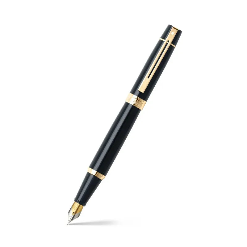 Sheaffer 9325 Gift 300 Glossy Black with Gold Tone Trim Fountain Pen Medium Nib